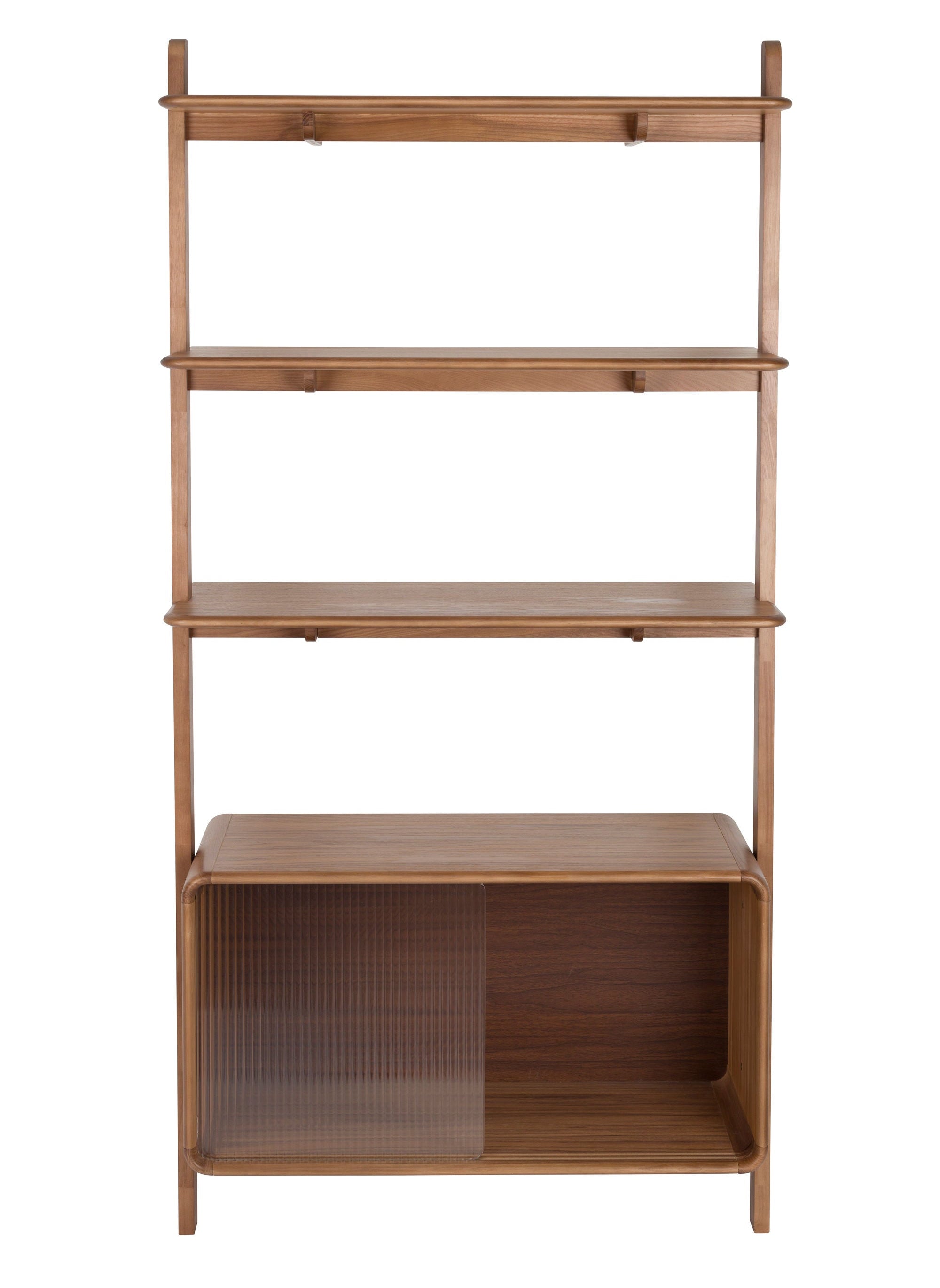 Zuiver Rise Walnut Brown Wood & Ribbed Glass Display Unit